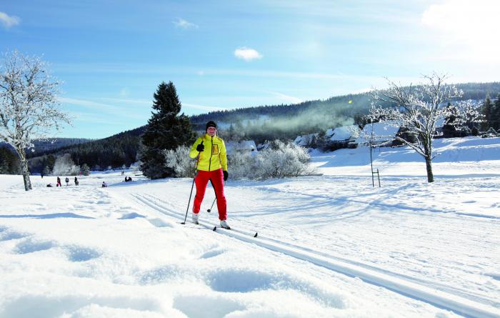 Skilangläuferin auf der Loipe in Forbach-Herrenwies